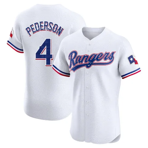 Men's Texas Rangers ＃4 Joc Pederson White Elite Home Jersey