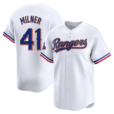 Men's Texas Rangers ＃41 Hoby Milner Gold Limited White 2024 Collection Jersey