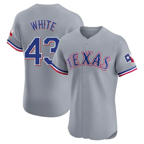 Men's Texas Rangers ＃43 Owen White Gray Elite Road Jersey