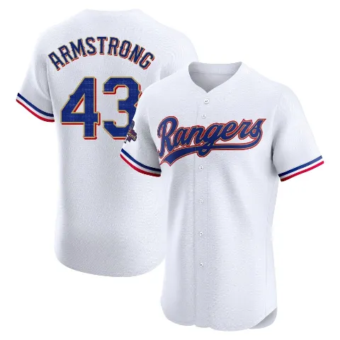 Men's Texas Rangers ＃43 Shawn Armstrong Gold Elite White 2024 Collection Jersey