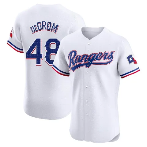 Men's Texas Rangers ＃48 Jacob deGrom White Elite Home Jersey