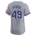 Men's Texas Rangers ＃49 Charlie Hough Gray Elite Road Jersey