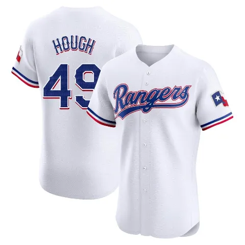 Men's Texas Rangers ＃49 Charlie Hough White Elite Home Jersey