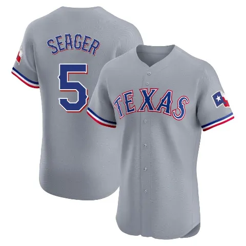 Men's Texas Rangers ＃5 Corey Seager Gray Elite Road Jersey