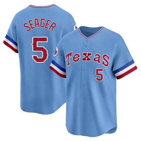Men's Texas Rangers ＃5 Corey Seager Light Blue Limited Cooperstown Collection Jersey