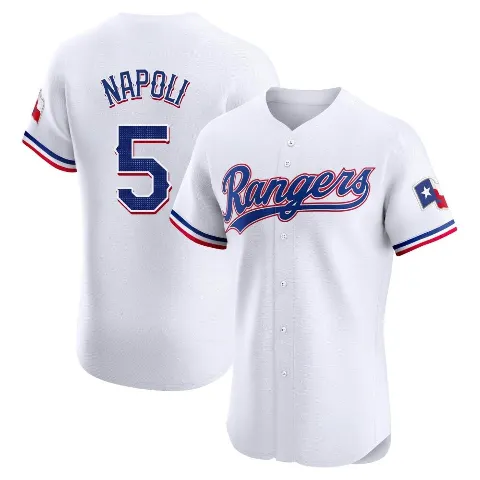 Men's Texas Rangers ＃5 Mike Napoli White Elite Home Jersey