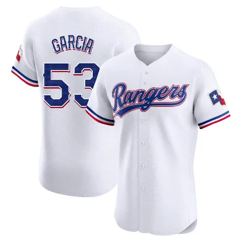 Men's Texas Rangers ＃53 Adolis Garcia White Elite Home Jersey