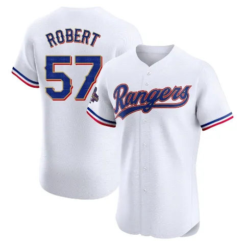 Men's Texas Rangers ＃57 Daniel Robert Gold Elite White 2024 Collection Jersey