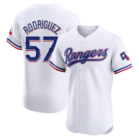 Men's Texas Rangers ＃57 Yerry Rodriguez White Elite Home Jersey