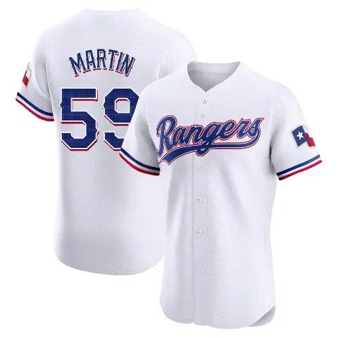 Men's Texas Rangers ＃59 Brett Martin White Elite Home Jersey