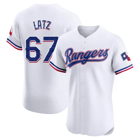 Men's Texas Rangers ＃67 Jacob Latz White Elite Home Jersey