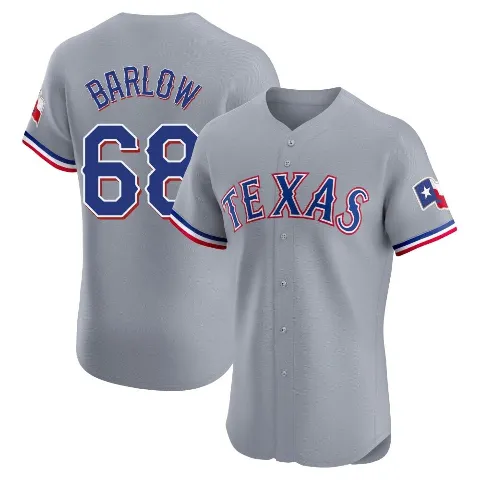 Men's Texas Rangers ＃68 Joe Barlow Gray Elite Road Jersey