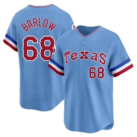 Men's Texas Rangers ＃68 Joe Barlow Light Blue Limited Cooperstown Collection Jersey