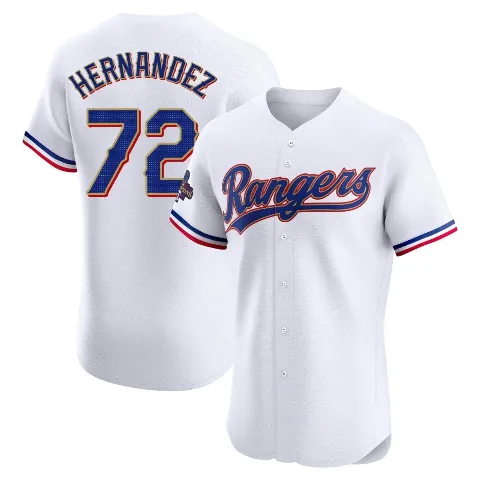 Men's Texas Rangers ＃72 Jonathan Hernandez Gold Elite White 2024 Collection Jersey
