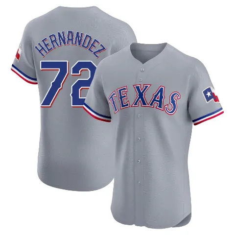 Men's Texas Rangers ＃72 Jonathan Hernandez Gray Elite Road Jersey