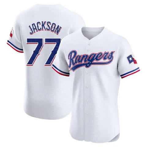 Men's Texas Rangers ＃77 Luke Jackson White Elite Home Jersey