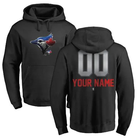 Men's Toronto Blue Jays ＃00 Custom Hoodie Black Custom Midnight Mascot Pullover Hoodie -