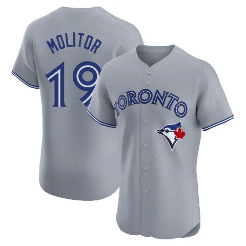 Men's Toronto Blue Jays ＃19 Paul Molitor Gray Elite Road Jersey