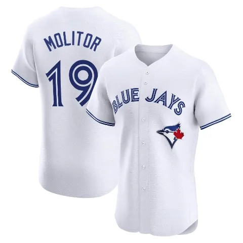 Men's Toronto Blue Jays ＃19 Paul Molitor White Elite Home Jersey