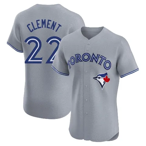 Men's Toronto Blue Jays ＃22 Ernie Clement Gray Elite Road Jersey