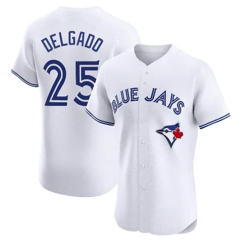 Men's Toronto Blue Jays ＃25 Carlos Delgado White Elite Home Jersey