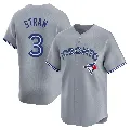 Men's Toronto Blue Jays ＃3 Myles Straw Gray Limited Away Jersey