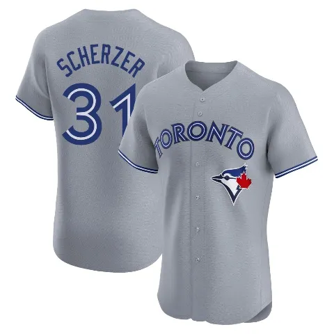 Men's Toronto Blue Jays ＃31 Max Scherzer Gray Elite Road Jersey