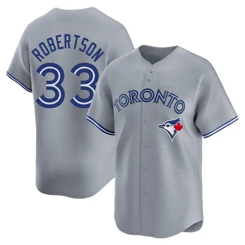 Men's Toronto Blue Jays ＃33 Nick Robertson Gray Limited Away Jersey