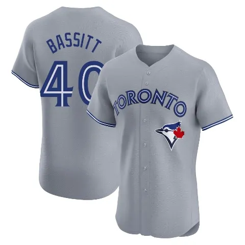Men's Toronto Blue Jays ＃40 Chris Bassitt Gray Elite Road Jersey