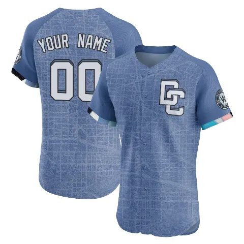 Men's Washington Nationals ＃00 Custom Blue Elite 2025 City Connect Jersey