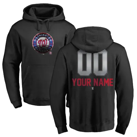Men's Washington Nationals ＃00 Custom Hoodie Black Custom Midnight Mascot Pullover Hoodie -