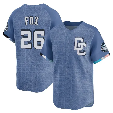 Men's Washington Nationals ＃26 Lucius Fox Blue Limited 2025 City Connect Jersey
