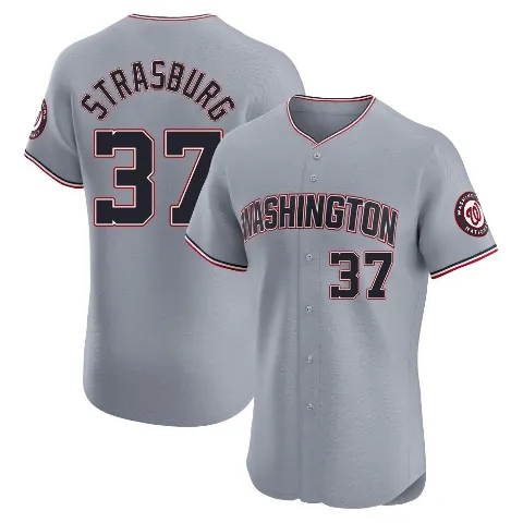 Men's Washington Nationals ＃37 Stephen Strasburg Gray Elite Road Jersey