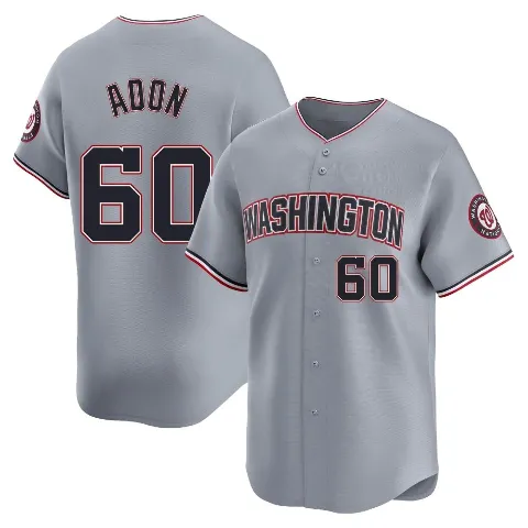 Men's Washington Nationals ＃60 Joan Adon Gray Limited Road Jersey