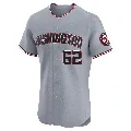 Men's Washington Nationals ＃62 Eduardo Salazar Gray Elite Road Jersey