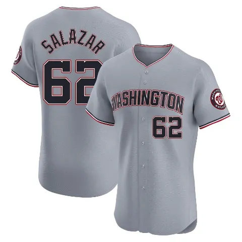 Men's Washington Nationals ＃62 Eduardo Salazar Gray Elite Road Jersey