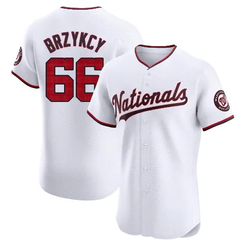 Men's Washington Nationals ＃66 Zach Brzykcy White Elite Home Jersey
