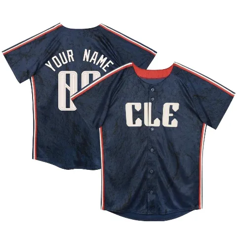 Toddler Cleveland Guardians ＃00 Custom Navy Limited Preschool & 2024 City Connect Jersey