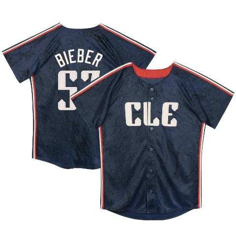 Toddler Cleveland Guardians ＃57 Shane Bieber Navy Limited Preschool & 2024 City Connect Jersey