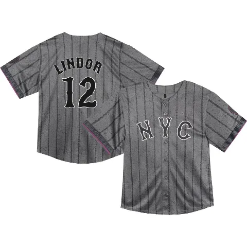 Toddler New York Mets ＃12 Francisco Lindor Limited Graphite 2024 City Connect Jersey