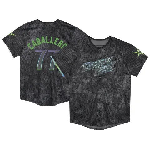 Toddler Tampa Bay Rays ＃77 Jose Caballero Charcoal Limited 2024 City Connect Jersey