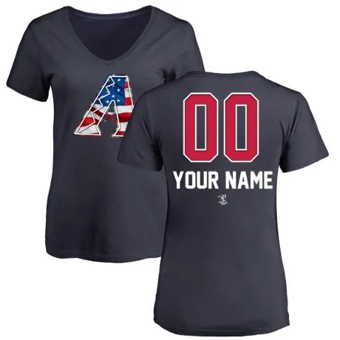 Women's Arizona Diamondbacks ＃00 Custom T-Shirt Navy Custom Name and Number Banner Wave V-Neck T-Shirt -