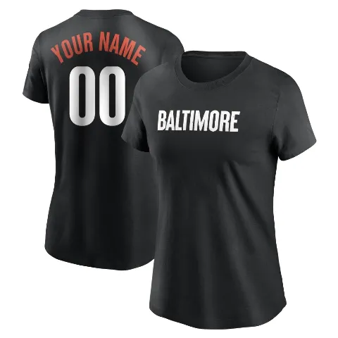 Women's Baltimore Orioles ＃00 Custom T-Shirt Black Custom 2023 City Connect Name & Number T-Shirt