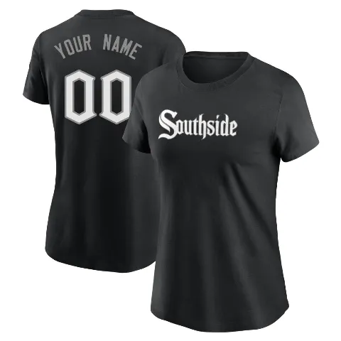 Women's Chicago White Sox ＃00 Custom T-Shirt Black Custom City Connect Name & Number T-Shirt