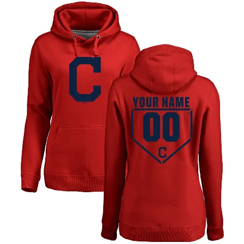Women's Cleveland Guardians ＃00 Custom Hoodie Red Custom RBI Pullover Hoodie -
