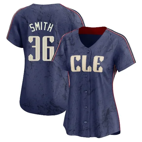 Women's Cleveland Guardians ＃36 Cade Smith Navy Limited 2024 City Connect Jersey