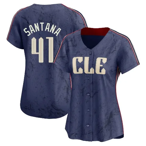 Women's Cleveland Guardians ＃41 Carlos Santana Navy Limited 2024 City Connect Jersey