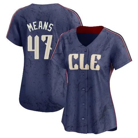 Women's Cleveland Guardians ＃47 John Means Navy Limited 2024 City Connect Jersey