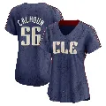 Women's Cleveland Guardians ＃56 Kole Calhoun Navy Limited 2024 City Connect Jersey