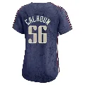 Women's Cleveland Guardians ＃56 Kole Calhoun Navy Limited 2024 City Connect Jersey